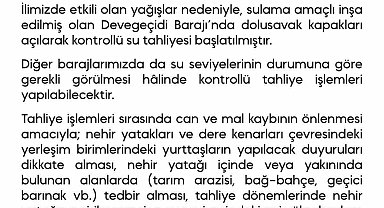 Devegeçidi Barajında su tahliyesine başlandı