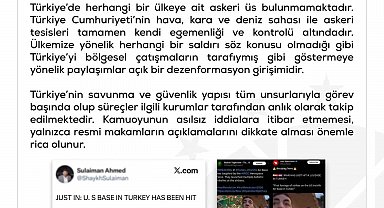 DMM: "Türkiye'de herhangi bir ülkeye ait askeri üs bulunmamaktadır"