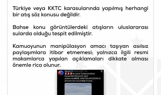 DMM'den "KKTC'de denizaltından füze fırlatıldı" iddiasına yalanlama