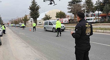 Elazığ'da dron destekli trafik uygulaması