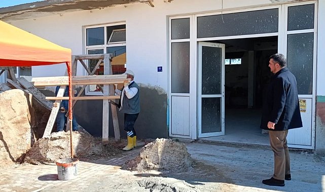 Germencik'te düğün salonları ve okul önünde bakım çalışması sürüyor