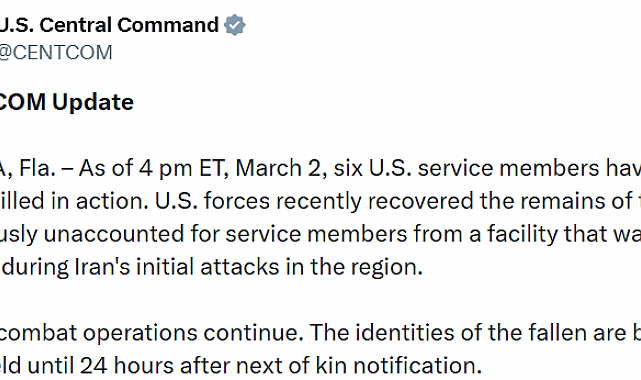 İran saldırılarında ölen ABD askerlerinin sayısı 6'ya yükseldi