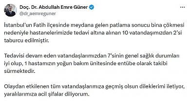 İstanbul İl Sağlık Müdürü Doç. Dr. Abdullah Emre Güner: "Tedavi altına alınan 10 vatandaşımızdan 2'si taburcu edilmiştir"
