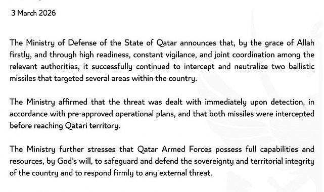 Katar Savunma Bakanlığı: "2 balistik füze daha engellendi"