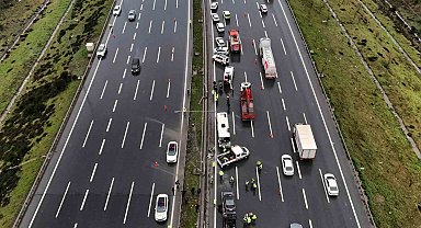 Kuzey Marmara Otoyolu'nda 1 polisin şehit olduğu kaza yeri havadan görüntülendi