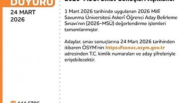 MSÜ sonuçları açıklandı