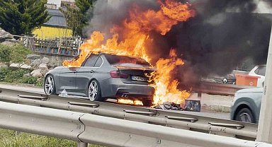 Ordu'da lüks otomobil alevlere teslim oldu