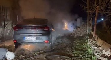 Osmaniye'de park halindeki otomobilde çıkan yangın söndürüldü