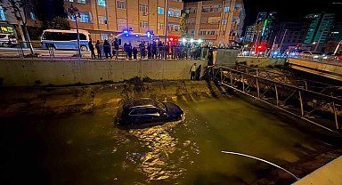 Otomobil kanala uçtu, facia ucuz atlatıldı