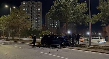 Otomobil refüjdeki ağaca çarptı: 1 yaralı