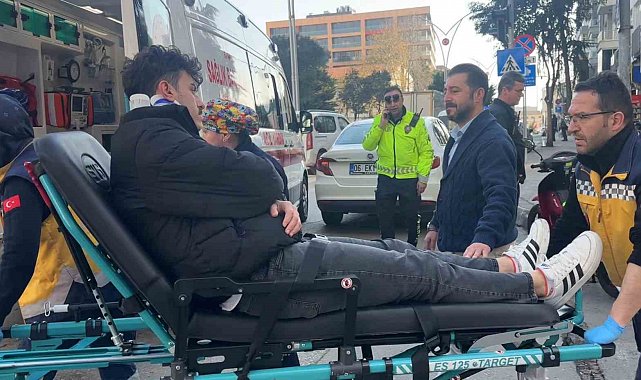 Otomobile çarpmamak isterken düşen motosiklet sürücüsü yaralandı