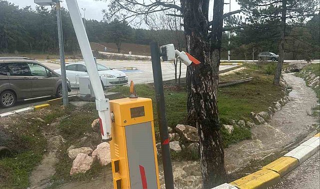 Pelitözü Gölpark girişindeki turnikelere kamyon çarptı