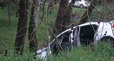 Pendik'te virajı alamayan sürücü ağaca çarptı