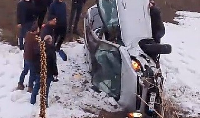 Şarampole uçan araçtaki sürücü burnu bile kanamadan kurtuldu