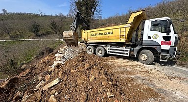 Tahirli-Kalkın grup yolunda heyelan çalışmaları tamamlandı