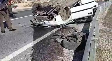 Takla atan araçtan burnu bile kanamadan kurtuldu