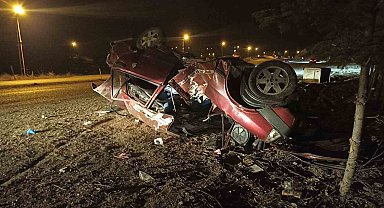Takla atıp hurdaya dönen aracın sürücüsü hastanede hayatını kaybetti