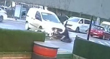 Tekirdağ'da otomobille çarpışan motosikletlinin yaralandığı kaza kamera