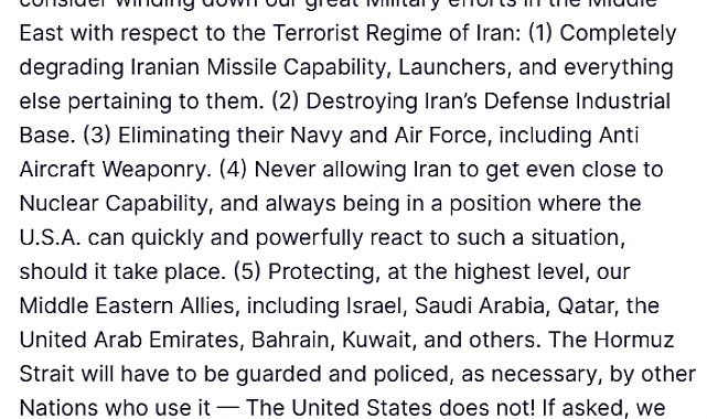 Trump: "İran'a yönelik askeri çabaları azaltmayı düşünüyoruz, hedeflerimize çok yaklaştık"