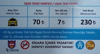 Uşak'ta taksi indi-bindi ücreti 230 TL oldu