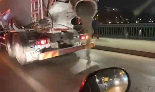 Yola beton dökerek seyreden mikser kameraya yansıdı