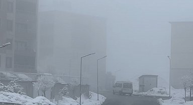 Yüksekova'da yoğun sis seyirlik görüntüler oluşturdu