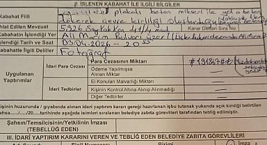 1 kilometre boyunca yola beton döken miksere 191 bin lira ceza kesildi