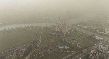 Adana'da toz taşınımı havadan görüntülendi