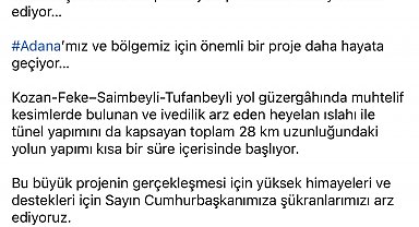 AK Parti Sözcüsü Çelik'ten Adana'ya yeni yol müjdesi