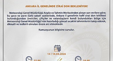 Ankara Valiliği'nden zirai don uyarısı