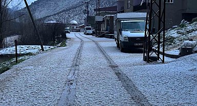 Beytüşşebap'ta dolu yağışı her yeri beyaza bürüdü