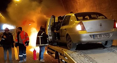 Bolu Dağı Tüneli'nde oto kurtarıcı alevlere teslim oldu