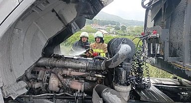 Dörtyol'da tırın motorunda yangın çıktı