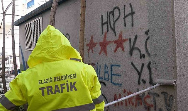 Elazığ'da kent estetiğini bozan duvar yazıları temizleniyor