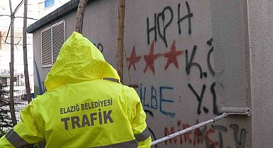 Elazığ'da kent estetiğini bozan duvar yazıları temizleniyor