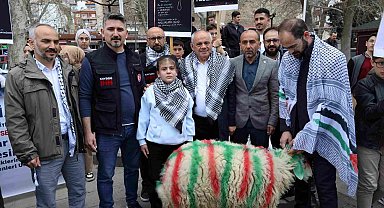 Elleriyle besleyip büyüttüğü kuzuyu Gazze'ye bağışladı