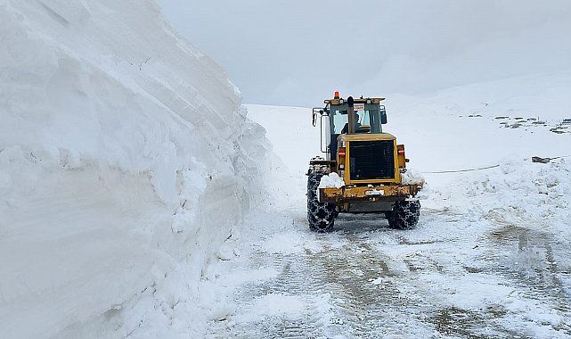 Erzurum kırsalında karla mücadeleye devam