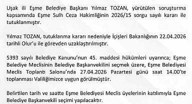Eşme Belediye Başkanvekili 27 Nisan'da belirlenecek