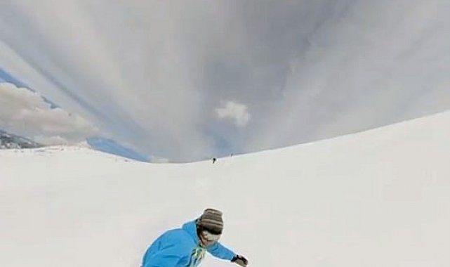 Giresun yaylalarında nisan ayında snowboard keyfi