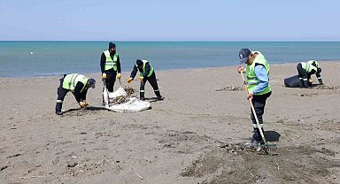 Hatay Büyükşehir Belediyesi, sahillerde temizlik çalışmasını yıl boyu sürdürüyor