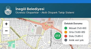 İnegöl'de ücretsiz otoparkların anlık doluluk oranı artık cebinizde