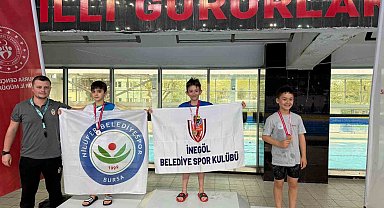 İnegöllü minik yüzücülerden 18 madalyalık gurur