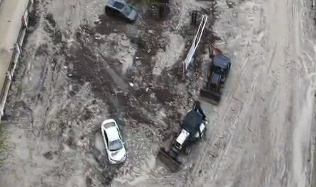 Kadirli'de selin bilançosu havadan görüntülendi