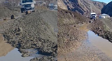 Kamışlı-Geçitli yolunda heyelan meydana geldi