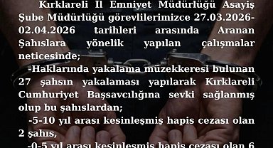 Kırklareli'nde aranan 8 kişi yakalandı