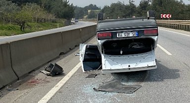 Kontrolden çıkan otomobil takla atıp ters durdu