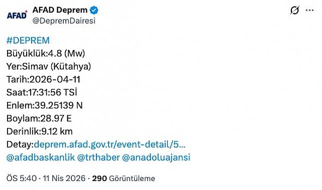 Kütahya merkezli deprem Bursa'da da hissedildi