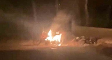 Mardin'de park halindeki motosiklet alev aldı