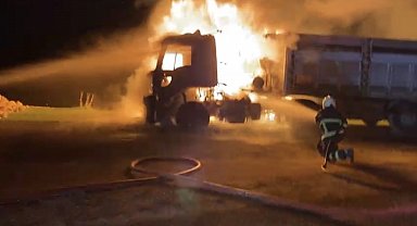 Mardin'de tırda yangın