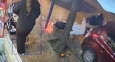 Motosiklet sürücüsünün ölümden döndüğü kaza kamerada